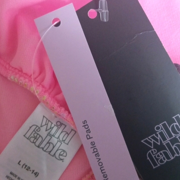 WILD FABLE ORANGE FLORAL SCOOP NECK BIKINI TOP SIZE LARGE NWT - Picture 6 of 6